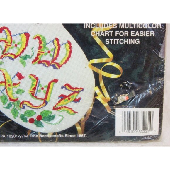 Vtg 1995 Bucilla Christmas Alphabet Cross Stitch Kit Stocking Kid Teacher School - Picture 3 of 6